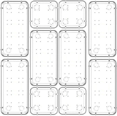 Kepzell 10 Compartments Plastic drawer storage tray(Clear)