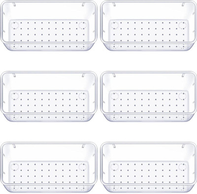 Kepzell 6 Compartments Plastic dresser drawer organizer(Clear)