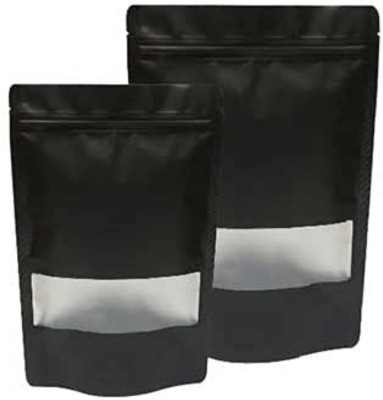 Pocheon 70 gm Capacity - 50 pcs - Matt Black - Reusable Stand up Standee Zip Pouch Plastic Storage Pouch(Pack of 50)