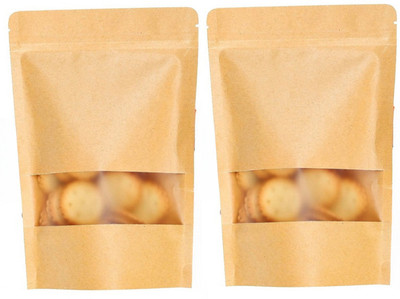 Pocheon 2.5 Kg Capacity -100 pcs-Brown Kraft paper Reusable Stand up Standee Zip Pouch Paper Storage Pouch(Pack of 100)