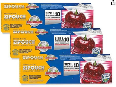 Zipouch Press-n-Loc Ziplock Bags Small (Size 21.3cms X 18cms) (Pack of 30 Pouches) Plastic Storage Pouch(Pack of 3)
