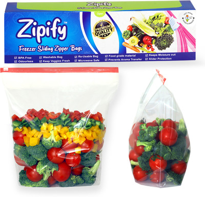 Zipify High Thickness Medium size - Capacity : 1 kg to 2 kg Plastic Storage Pouch(Pack of 10)