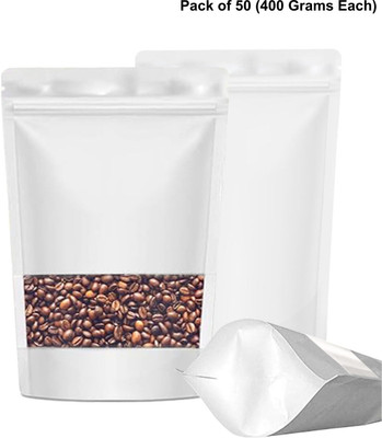 Velexe White Matte Zip Lock Stand Up Pouches | 150mm*220mm Polyester Storage Pouch(Pack of 50)