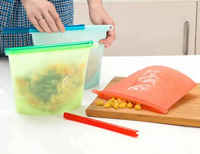 FITUP ® 3pcs Leakproof 1000ML Food Storage Bag Reusable Ziplock Bags Silicone Storage Pouch(Pack of 2)
