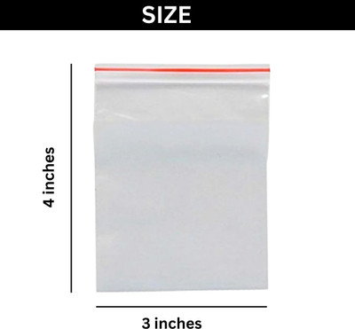 SIMANDHAR PACK 3X4 Inches Transparent Reusable/Resealable Airtight Zip lock Poch (Pack of 100) Plastic Storage Pouch(Pack of 100)