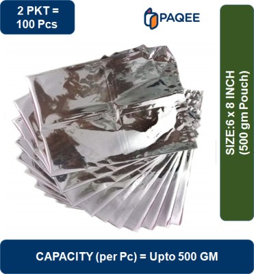 PAQEE Multi-Purpose Storage Pouches - Food, Biryani, Grocery (Capacity-500 Gm) Aluminium Storage Pouch(Pack of 100)