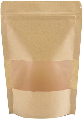 Pocheon 150 gm Capacity - 50 pcs - Brown Kraft paper Reusable Stand up Standee Zip Pouch Paper Storage Pouch(Pack of 1)
