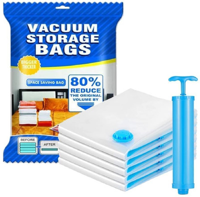 Zadinga Vacuum Storage Reusable Bags for Clothes with Ziplock, Vacuum Storage Bags-9 High Volume Storage Vacuum Bags, Travel Storage Vacuum Bags(Pack of 5)