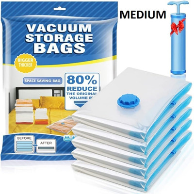 VISHWA Storage Vaccum Bag pack of 6 (Medium 50 X 70 cm) Travel Storage Vacuum Bags(Pack of 6)