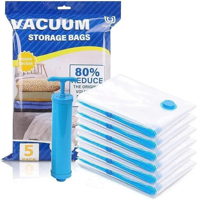 RMB Vacuum Bag, Space Saver Compression Sealer Bags with Manual Pump Travel Storage Vacuum Bags(Pack of 5)