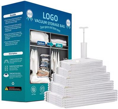 Pack More 2.Pcs Jumbo 70 Cms x 100 Cms + 1 Pump | Lifetime Reusable High Volume Storage Vacuum Bags(Pack of 2)