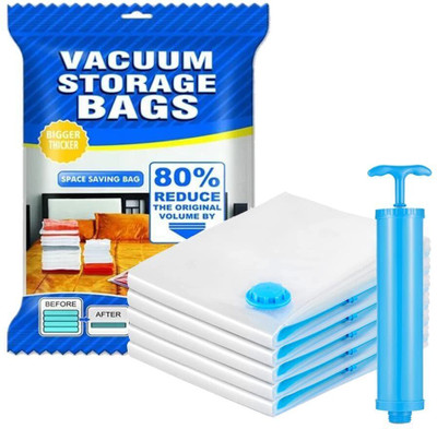 miraj Incredibly Strong Premium Space Saving Airtight & Reusable Travel Storage Vacuum Bags(Pack of 5)