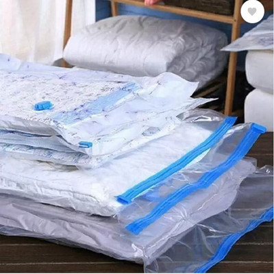 HASRU Plastic Vacuum Compression Storage Bags With Hand Pump - Jumbo, 5-Pack Travel Storage Vacuum Bags(Pack of 5)