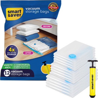Smart Saver SSB-VAR5-12X(4J-4L-4M) High Volume Storage Vaccum Bags(Pack of 12)