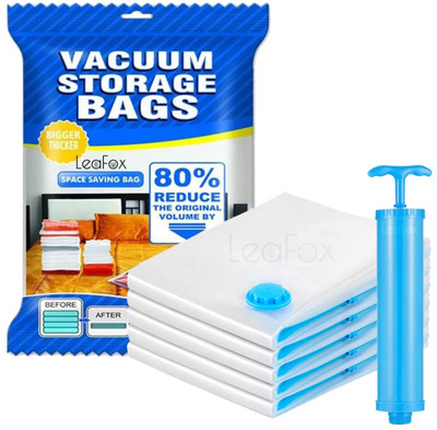 LeaFox Vacuum Bags for Travel with Hand Pump Space Saver Storage Bags for Clothes Travel Storage Vacuum Bags(Pack of 5)