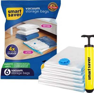 Smart Saver FK-SSB-VAR1-6X(2J-2L-2M) High Volume Storage Vacuum Bags(Pack of 6)
