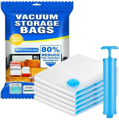 Capitalpoint Space Saver Reusable Vacuum Storage Ziplock Compression Sealer Bags (Pack of 5) Travel Storage Vacuum Bags(Pack of 5)