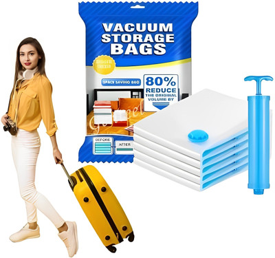 Quicknik Space Saver Vacuum Sealer Bag for Clothes High Volume Storage Vacuum Bags(Pack of 5)