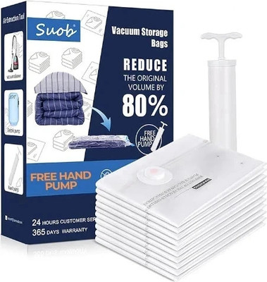 AboutStorage 2.Pcs JUMBO ( 70 x 100 Cm ) + 1 Hand Pump | Lifetime Reusable Vacuum Storage Bag Travel Storage Vacuum Bags(Pack of 2)