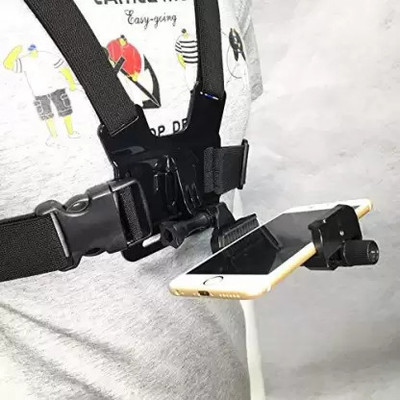 ZARRY Mobile Phone Chest Mount Harness Strap Holder Cell Phone Clip action Camera Strap(Black)
