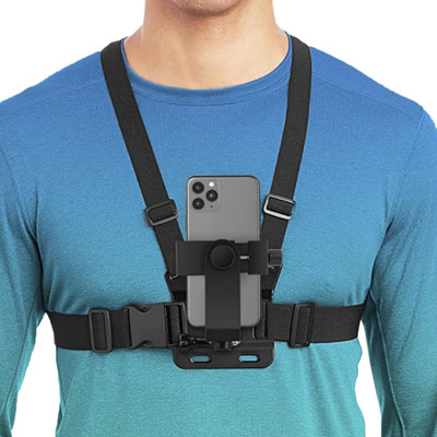 TECHNUV Mobile Phone Chest Mount Harness Strap Holder Cell Phone Clip action Camera Strap(Black)