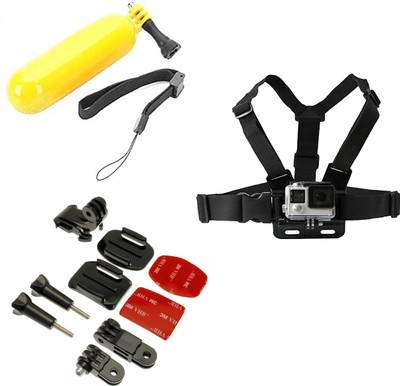 quikprof Helmet mountkit Floating Grip And Chest Strap For for Gopro Hero, SJCAM, Yi Strap(Black)