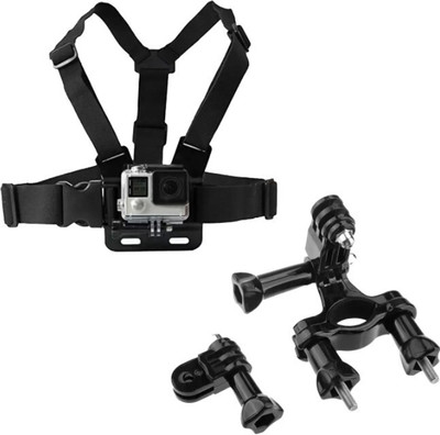 quikprof Bikemount+3 andGoPro Adjustable Chest Strap Mount for Gopro (Combo) Strap(Black)