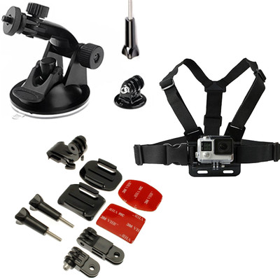 quikprof Suction Cup Helmet mountkit And Chest Strap For Gopro Hero, SJCAM, Yi Strap(Black)