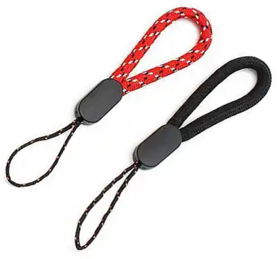 AuraSkin 2pcs Nylon Mini colored lanyard finger anti lost mobilephone String Short Grip Strap(Red, Black)