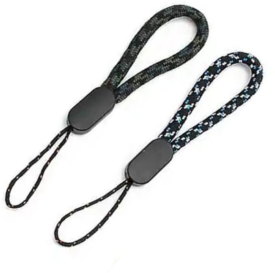 AuraSkin 2pcs Nylon Mini colored lanyard finger anti lost mobilephone String Short Grip Strap(Grey, Black With White Dots)