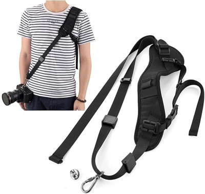 Zonkar Anti-Slip Quick Rapid Shoulder Sling Belt Neck Strap for Camera SLR DSLR Black Strap(Black)