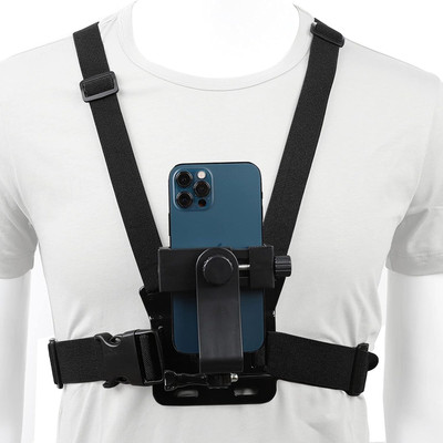 USPOT Chest Mount Harness Strap Holder Cell Phone Clip Action Camera POV Strap(Black)