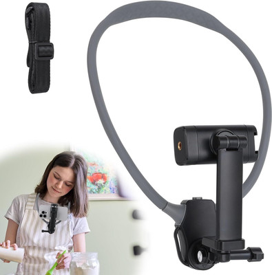 Deoxys Neck Tripod Phone Holder for iPhone, POV/Vlog Cell Phone Mount Holder Strap(Muti)