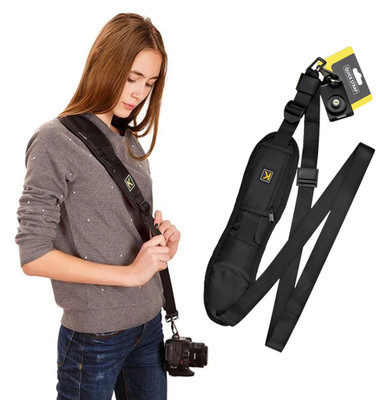 Venzina Camera Shoulder Strap with Pockets, Adjustable Camera Shoulder Strap Strap(Black)
