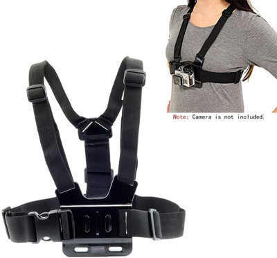 FITUP Adjustable Chest Mount Action Camera Harness Strap Compatible with GoPro Hero Strap(Black)