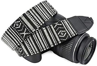 KRAPTICK Wolven Pattern Canvas Camera Neck Shoulder Strap Belt Compatible with All DSLR/SLR (Black White) Strap(Black White)