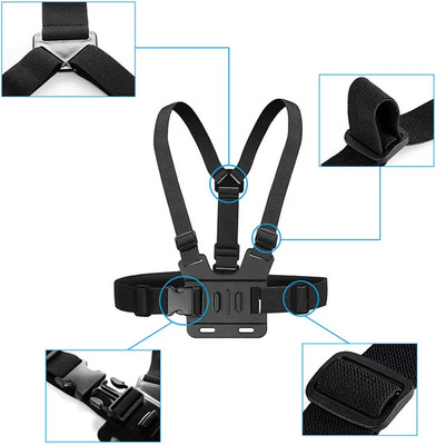 FITUP Chest Mount Harness Strap with J Hook & 360 Adjustable Mount Kit for All Phones Strap(Black)