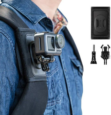 DEYNO 360 Degree Rotating Quick Release Strap Mount Shoulder Backpack Mount with GoPro Strap(Black)