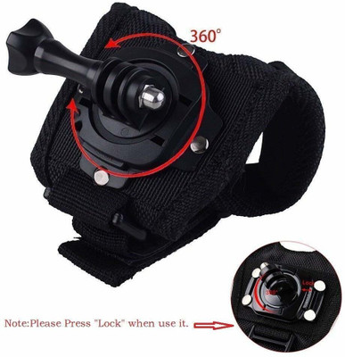 quikprof 360° Rotation Glove Style Band Wrist Strap Mount Strip Belt For Gopro Strap(Black)