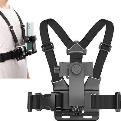 CHG Chest Mount Harness Strap with J Hook & 360 Adjustable Mount Kit Strap(Black)