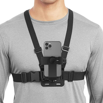 HOJI Mobile Phone Chest Mount Strap Holder Helmet Mount for Action Camera DSLR Strap(Black)