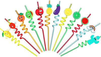 AL ATASH Crazy Drinking Straw(Multicolor, Pack of 8)