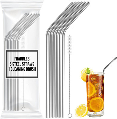 Frabble8 Bent Drinking Straw(Silver, Pack of 7)