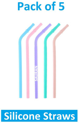 Sauran Bent Drinking Straw(Multicolor, Pack of 5)