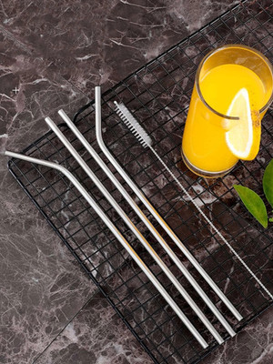 Gambit Straight Drinking Straw(Silver, Pack of 5)