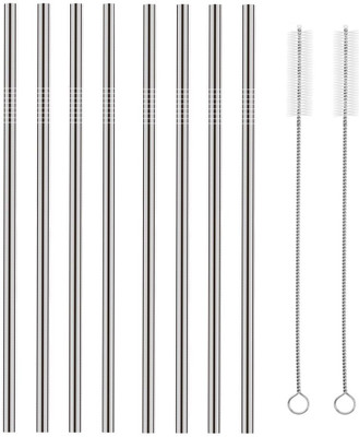 Nimbose Straight Drinking Straw(Silver, Pack of 8)