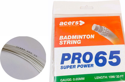 acers BadmintonRacketString_Pro65_White 0.65 Badminton String - 10 m(White)