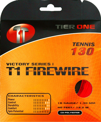 Tier One Sports Firewire for Explosive Power & Spin 16g Set 1.3 Tennis String - 12.2 m(Red)
