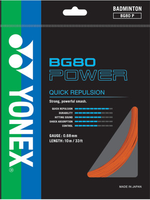YONEX BG80 Power Quick Replusion 0.68 Badminton String - 10 m(Orange)
