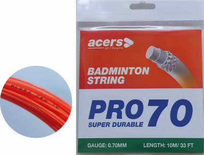 acers BadmintonRacketString_Pro70_Orange 0.7 Badminton String - 10 m(Orange)